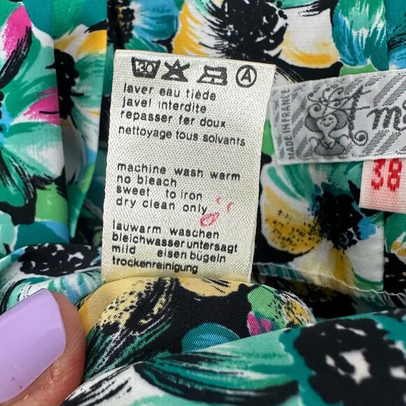 Vintage 80s Amandine Paris Floral Button Front Viscose Midi Dress (38) S XS - Picture 12 of 15